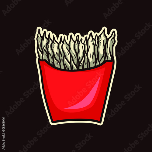 Vector illustration of weed joints inside a red french fries box