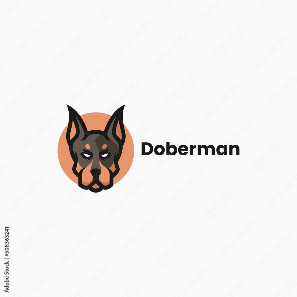Vector Logo Illustration Doberman Simple Mascot Logo. Vector Logo Illustration Doberman Simple Mascot Logo.
