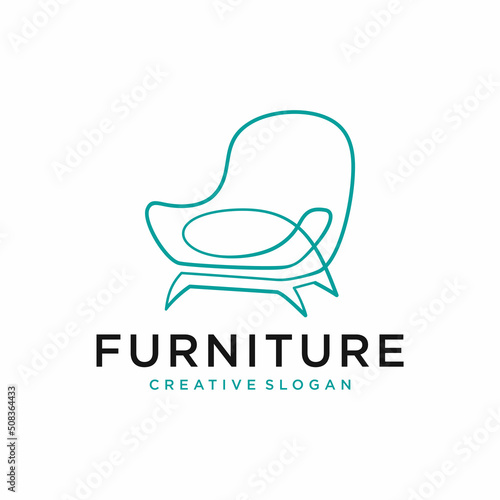 furniture line art logo design vector illustration