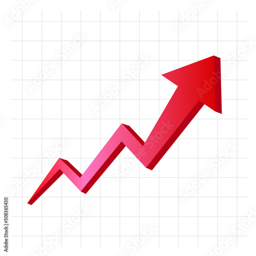 Red increasing rising growing arrow