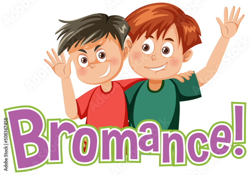 Best friends boys cartoon character with kooky word expression