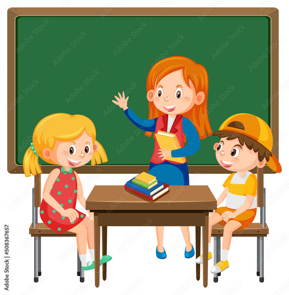 A blank board with children cartoon character A blank board with children cartoon character
