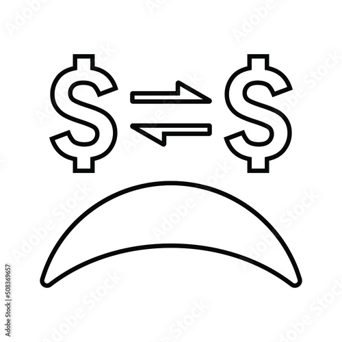 Bankrupt, sad, crash, bad debt outline icon. Line art vector.