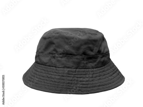 black bucket hat isolated on white background