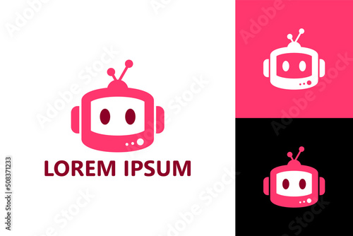 Robot television logo template design vector