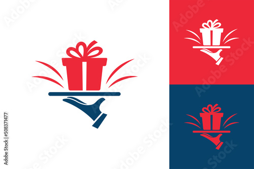 Gift serving logo template design vector