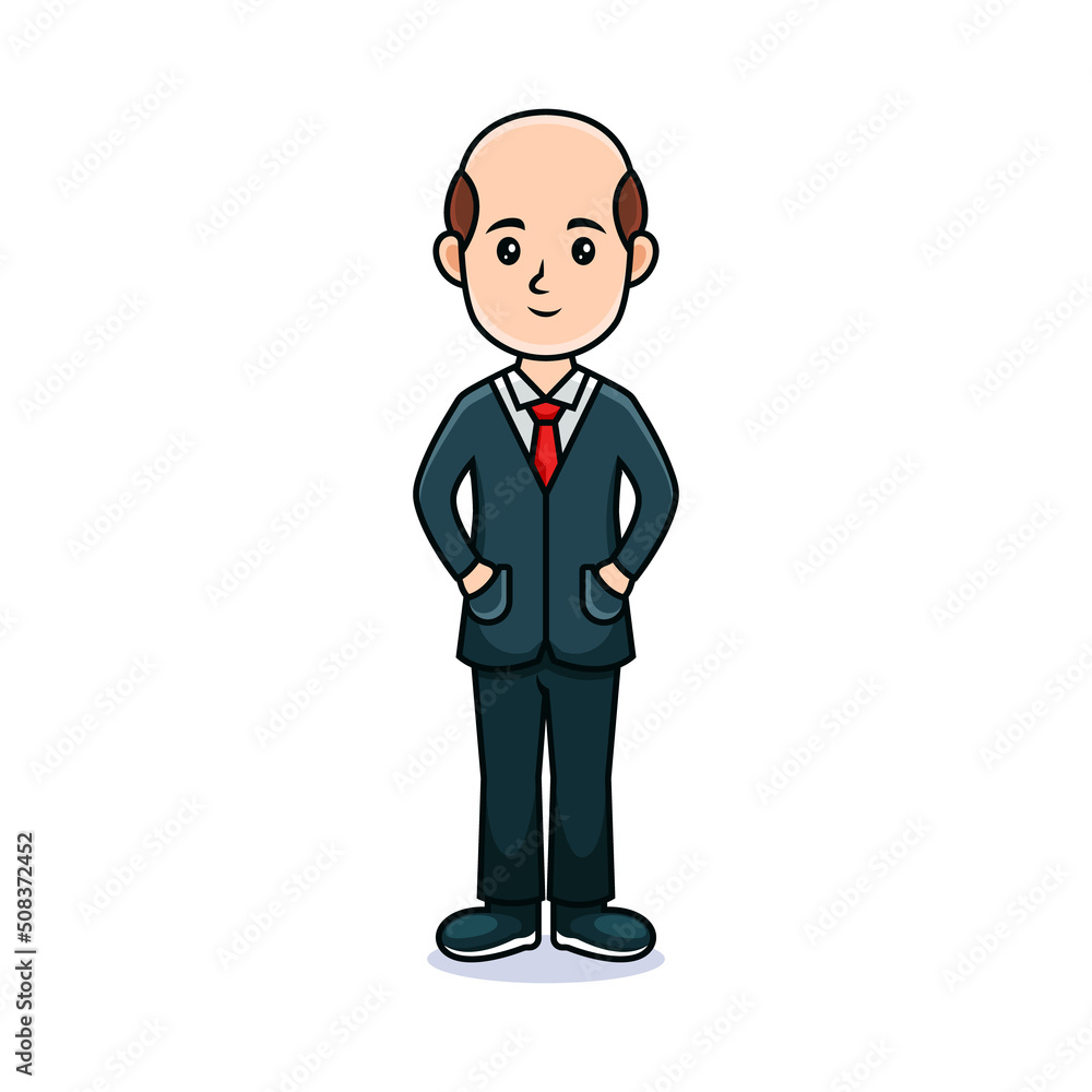 cartoon guy. Friendly handsome man in worker uniform with ties cartoon guy. Friendly handsome man in worker uniform with ties