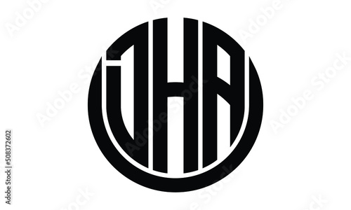 DHA shield in circle logo design vector template. lettermrk, wordmark, monogram symbol on white background.