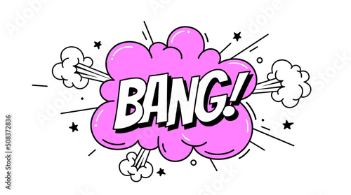 Speech Bubble Bang. Banner, speech bubble, poster and sticker concept, comic funny style with text Bang. Explosion design, speech bubble, message bang for banner, poster, web. Vector Illustration