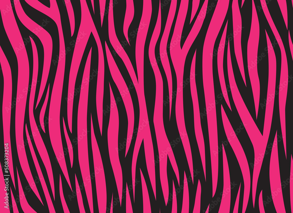 Zebra pink abstract seamless pattern. Colorful stripes, repeating background. Vector printing for fabrics, posters, banners. 