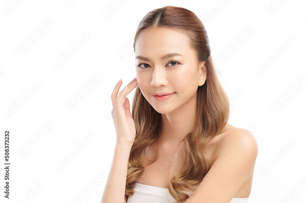 Beautiful young asian woman with clean fresh skin on white background, Face care, Facial treatment, Cosmetology, beauty and spa, Asian women portrait. Beautiful young asian woman with clean fresh skin on white background, Face care, Facial treatment, Cosmetology, beauty and spa, Asian women portrait.