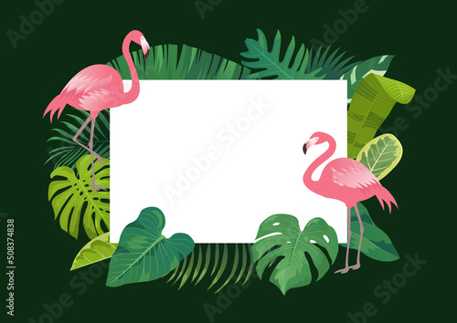 Summer vector illustration of tropical plants.