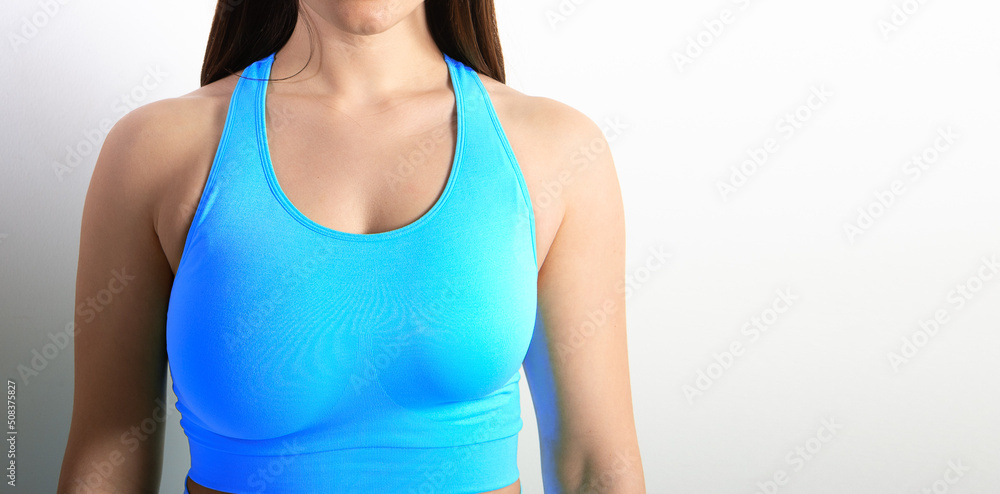 breast asymmetry after pregnancy due to breastfeeding Stock Photo