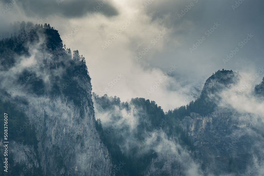 A storm raging through the swiss mountains A storm raging through the swiss mountains