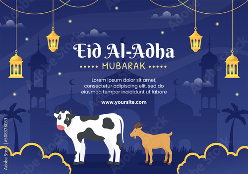 Eid al Adha Template Flat Design Illustration Editable of Square Background Suitable for Social Media or Greeting Card