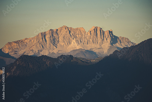 The Sulzfluh mountains in Switzerland in the last light of the day