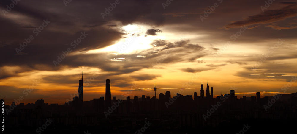 Kuala Lumpur , Malaysia sunset skyline.