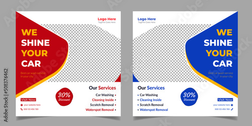 Super Car Washing Service Square Flyer Social Media Post Template Design