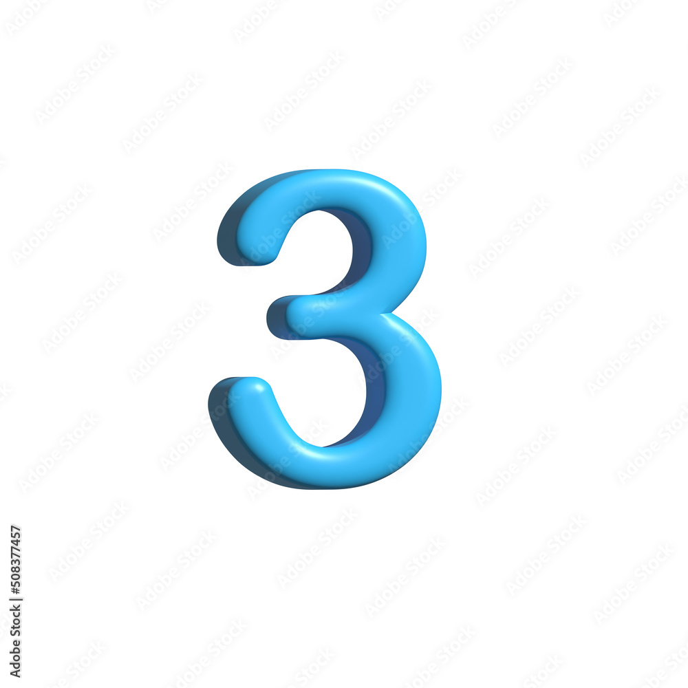 3d realistic blue number three icon 3d realistic blue number three icon