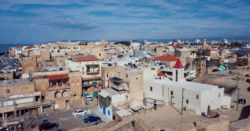 Aerial view of the historical part of the city Akko, Israel Aerial view of the historical part of the city Akko, Israel