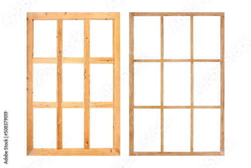 wood slide door isolated on white background with clipping path