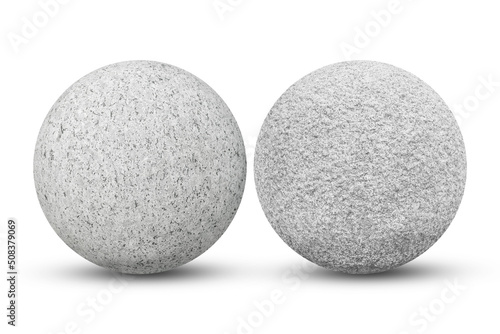 Stone or Granite ball two type Isolated on white backgroun with clipping path include for design usage purpose.