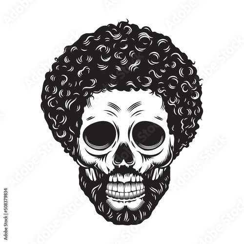 Skull Dad Afro Head design on white background. Halloween and father day. skull head logos or icons. vector illustration.