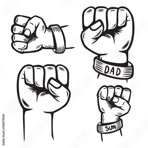 Dad and son Fist Bump Happy Father's Day Family. line doodle art design. logos or icons vector illustration.
