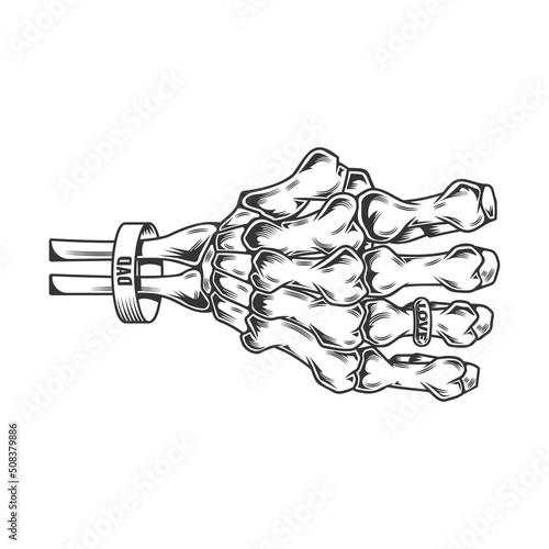 skeleton daddy hand fist bump line art vintage tattoo for Fathers Day.vector illustration.
