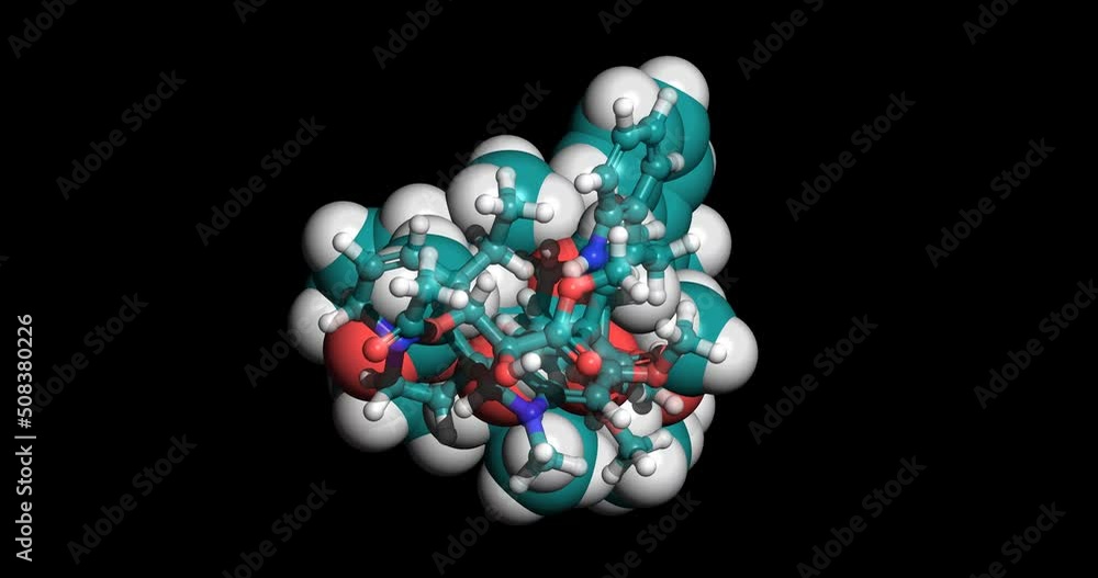 Vinblastine, anticancer drug, 3D molecule, spinning 4K Vinblastine, anticancer drug, 3D molecule, spinning 4K