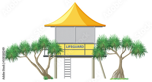 Lifeguard tower on white background