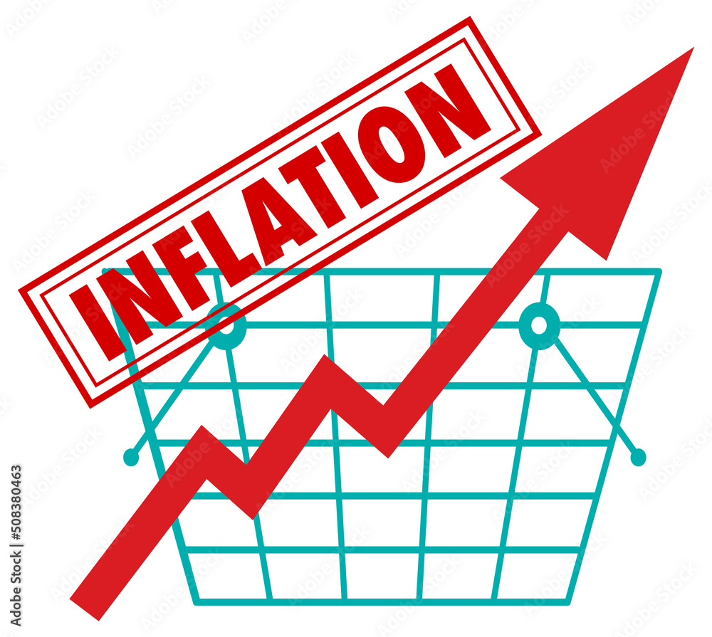 Red arrow going up with inflamation word Red arrow going up with inflamation word
