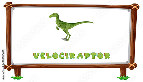 Frame template with dinosaurs and text velociraptor design inside