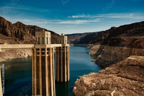 Hoover Dam located in Black canyon on the border between Nevada and Arizona states. 2022 04 18 photo