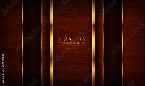 3D brown luxury rectangle background overlap layers on dark space with wood texture effect decoration. Graphic design element elegant style concept for flyer, card, brochure cover, or landing page