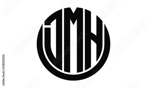 DMH shield in circle logo design vector template. lettermrk, wordmark, monogram symbol on white background. photo