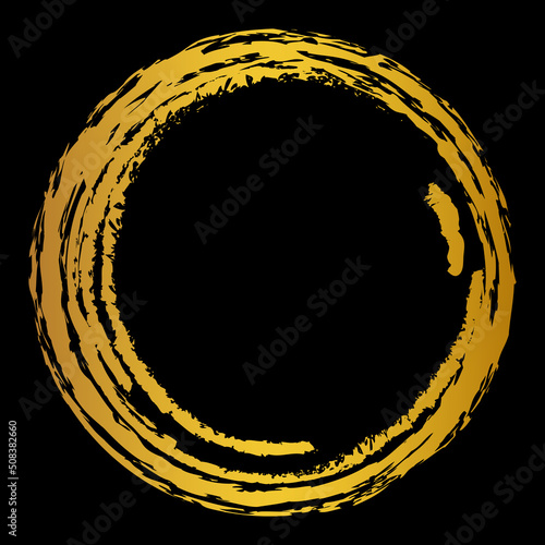 手書き風　丸　円　金　筆文字　黒バック