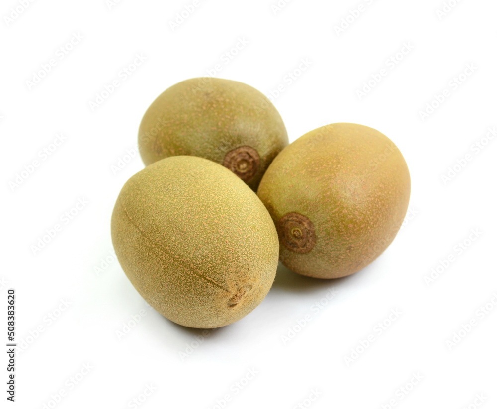 Whole golden kiwifruit kiwi (Actinidia chinensis) on white background Whole golden kiwifruit kiwi (Actinidia chinensis) on white background