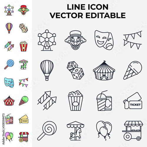 Carnival. amusement park set icon symbol template for graphic and web design collection logo vector illustration