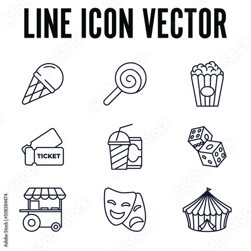 Carnival. amusement park set icon symbol template for graphic and web design collection logo vector illustration