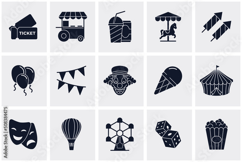 Carnival. amusement park set icon symbol template for graphic and web design collection logo vector illustration