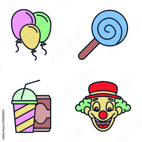 Carnival. amusement park set icon symbol template for graphic and web design collection logo vector illustration