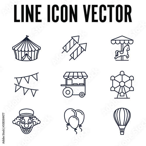 Carnival. amusement park set icon symbol template for graphic and web design collection logo vector illustration