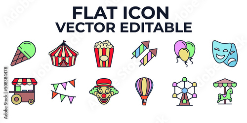 Carnival. amusement park set icon symbol template for graphic and web design collection logo vector illustration