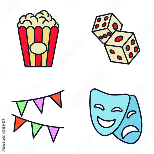 Carnival. amusement park set icon symbol template for graphic and web design collection logo vector illustration