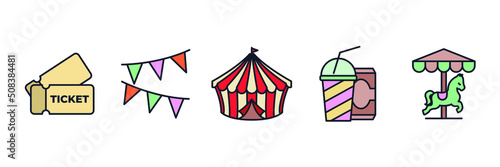 Carnival. amusement park set icon symbol template for graphic and web design collection logo vector illustration