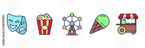 Carnival. amusement park set icon symbol template for graphic and web design collection logo vector illustration