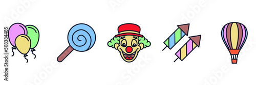 Carnival. amusement park set icon symbol template for graphic and web design collection logo vector illustration