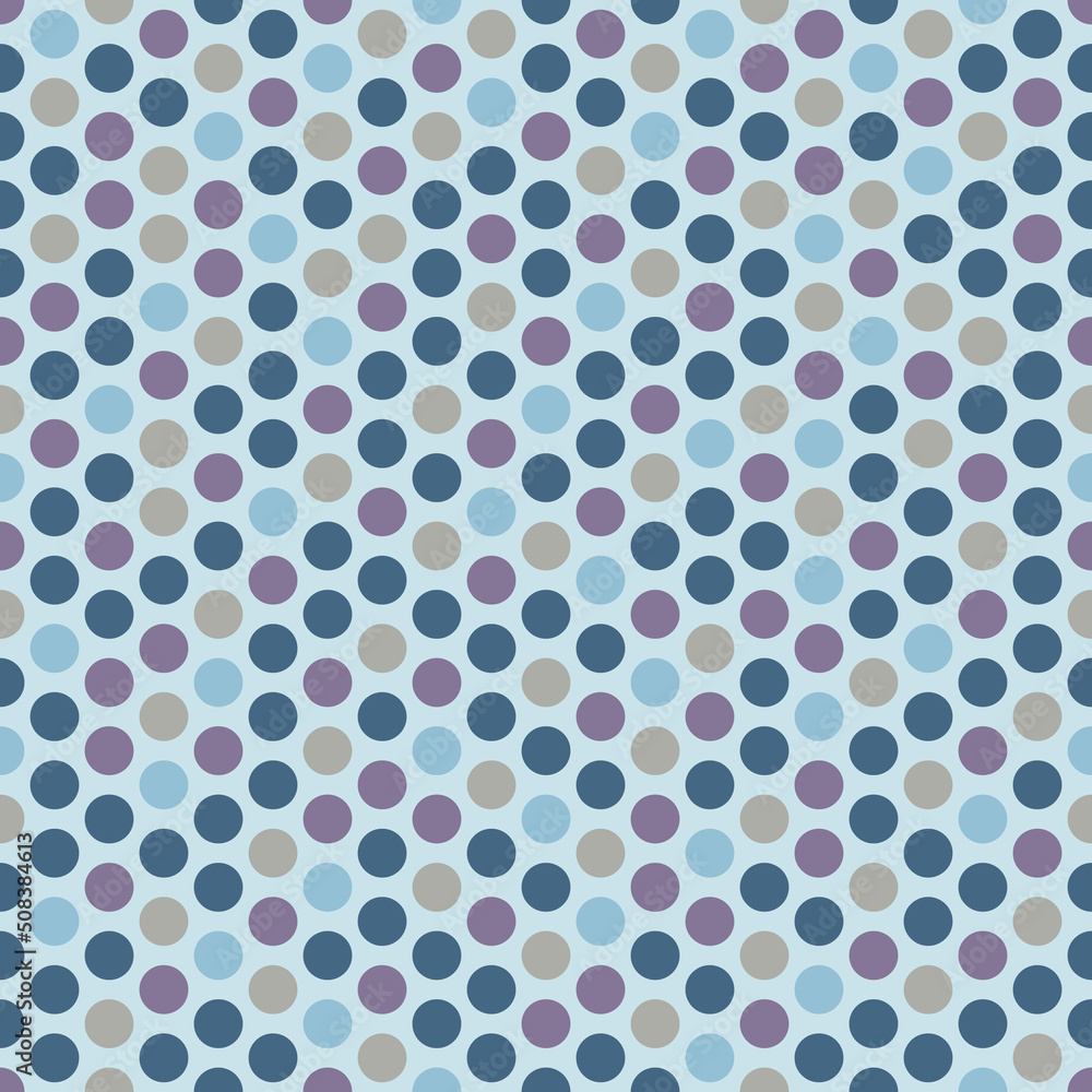 Color decor polka dots in vector. Decor polka dots of blue and pink colors predominantly. Interior design and packaging in polka dots.