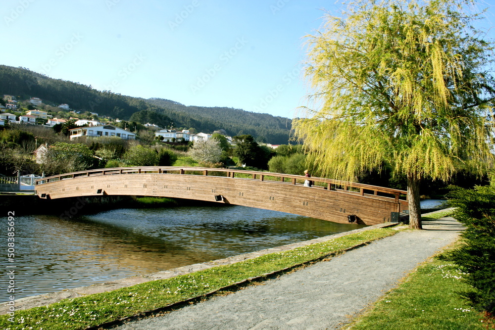 the town of Cedeira with the Condomiñas River, vacation spot, A Coruña, Galicia, Spain,